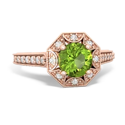 Peridot Art-Deco Starburst 14K Rose Gold ring R5520