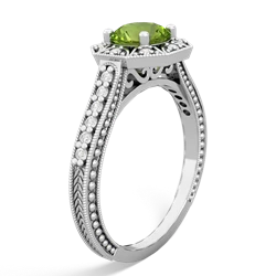 Peridot Art-Deco Starburst 14K White Gold ring R5520