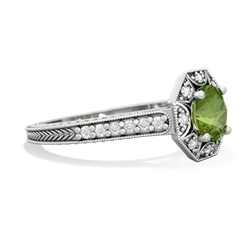 Peridot Art-Deco Starburst 14K White Gold ring R5520