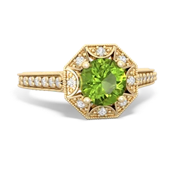 Peridot Art-Deco Starburst 14K Yellow Gold ring R5520