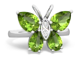 Peridot Butterfly 14K White Gold ring R2215