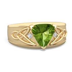 Thumbnail for Peridot Celtic Trinity Knot Men's 14K Yellow Gold ring R0440 - top view