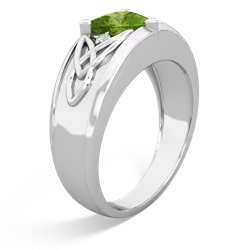 Peridot Celtic Trinity Knot Men's 14K White Gold ring R0440