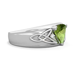 Peridot Celtic Trinity Knot Men's 14K White Gold ring R0440