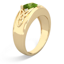 Peridot Celtic Trinity Knot Men's 14K Yellow Gold ring R0440