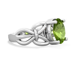 Peridot Celtic Knot Cocktail 14K White Gold ring R2377