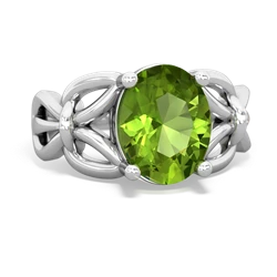 Peridot Celtic Knot Cocktail 14K White Gold ring R2377