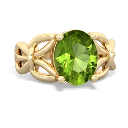 Peridot Celtic Knot Cocktail 14K Yellow Gold ring R2377