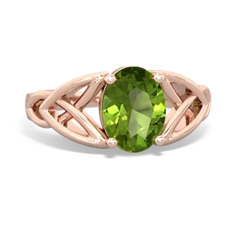 Thumbnail for Peridot Celtic Trinity Knot 14K Rose Gold ring R2389 - top view