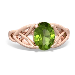 Peridot Celtic Trinity Knot 14K Rose Gold ring R2389