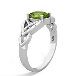 Peridot Celtic Trinity Knot 14K White Gold ring R2389