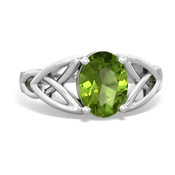 Peridot Celtic Trinity Knot 14K White Gold ring R2389