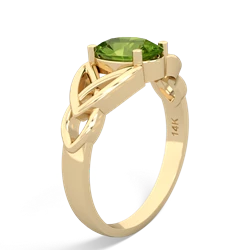 Peridot Celtic Trinity Knot 14K Yellow Gold ring R2389