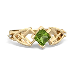 Thumbnail for Peridot Celtic Trinity Knot 14K Yellow Gold ring R3349 - top view