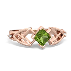 Peridot Celtic Knot Princess 14K Rose Gold ring R3349