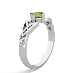 Peridot Celtic Knot Princess 14K White Gold ring R3349