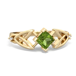 Peridot Celtic Knot Princess 14K Yellow Gold ring R3349