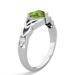 Thumbnail for Peridot Claddagh Trinity Knot 14K White Gold ring R5001 - side view
