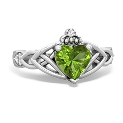 Thumbnail for Peridot Claddagh Trinity Knot 14K White Gold ring R5001 - top view