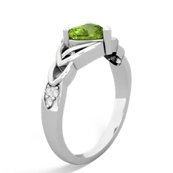 Peridot Claddagh Celtic Knot Diamond 14K White Gold ring R5001