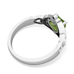 Peridot Claddagh Celtic Knot Diamond 14K White Gold ring R5001