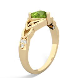 Peridot Claddagh Celtic Knot Diamond 14K Yellow Gold ring R5001