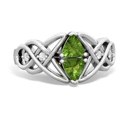 Peridot Keepsake Celtic Knot 14K White Gold ring R5300