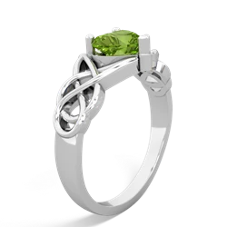 Thumbnail for Peridot Claddagh Celtic Knot 14K White Gold ring R2367 - side view