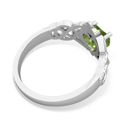 Thumbnail for Peridot Claddagh Celtic Knot 14K White Gold ring R2367 - front view