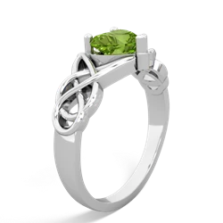 Peridot Claddagh Celtic Knot 14K White Gold ring R2367