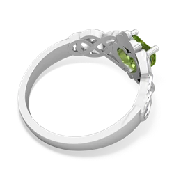 Peridot Claddagh Celtic Knot 14K White Gold ring R2367