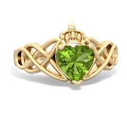 Peridot Claddagh Celtic Knot 14K Yellow Gold ring R2367