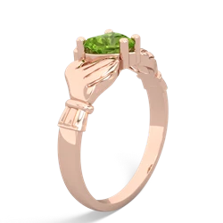 Peridot Claddagh Diamond Crown 14K Rose Gold ring R2372