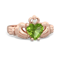 Peridot Claddagh Diamond Crown 14K Rose Gold ring R2372