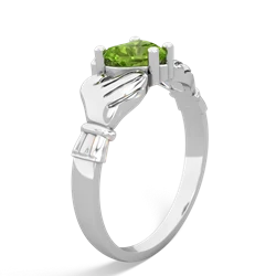 Peridot Claddagh Diamond Crown 14K White Gold ring R2372