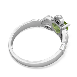 Peridot Claddagh Diamond Crown 14K White Gold ring R2372