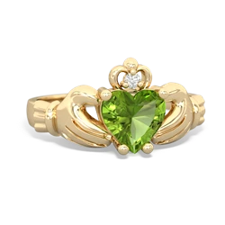 Peridot Claddagh Diamond Crown 14K Yellow Gold ring R2372