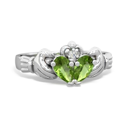 Peridot 'Our Heart' Claddagh 14K White Gold ring R2388