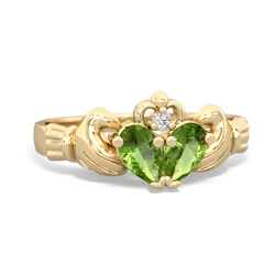 Peridot 'Our Heart' Claddagh 14K Yellow Gold ring R2388