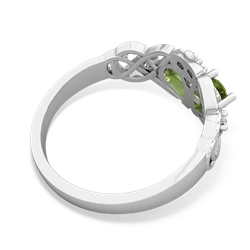 Peridot 'One Heart' Celtic Knot Claddagh 14K White Gold ring R5322