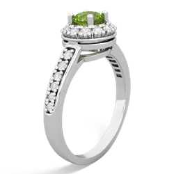 Peridot Diamond Halo 14K White Gold ring R5370