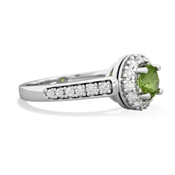 Peridot Diamond Halo 14K White Gold ring R5370