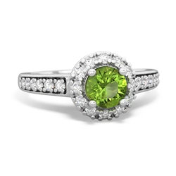 Peridot Diamond Halo 14K White Gold ring R5370