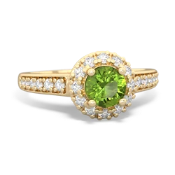 Peridot Diamond Halo 14K Yellow Gold ring R5370