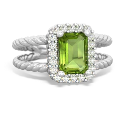 Peridot Rope Split Band 14K White Gold ring R2628