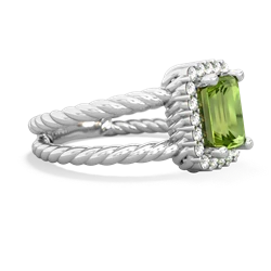 Peridot Rope Split Band 14K White Gold ring R2628