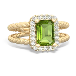 Peridot Rope Split Band 14K Yellow Gold ring R2628