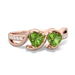 Peridot Side By Side 14K Rose Gold ring R3090