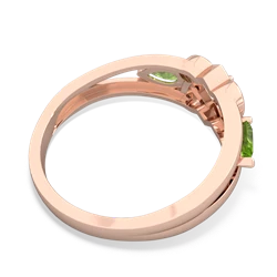 Peridot Hearts Intertwined 14K Rose Gold ring R5880