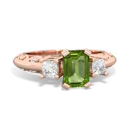 Peridot Art Deco Diamond 7X5 Emerald-Cut Engagement 14K Rose Gold ring R20017EM